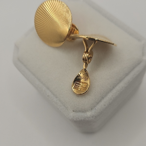 Monet Gold Textured Earrings - Picture 6 of 11